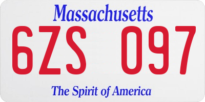 MA license plate 6ZS097