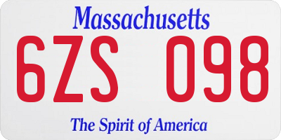 MA license plate 6ZS098