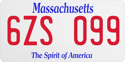 MA license plate 6ZS099