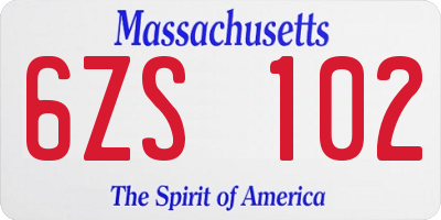 MA license plate 6ZS102