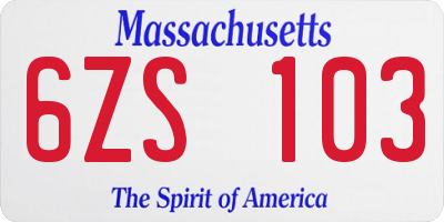 MA license plate 6ZS103
