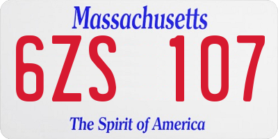 MA license plate 6ZS107