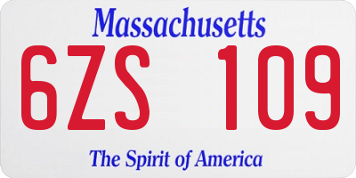 MA license plate 6ZS109
