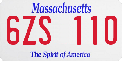 MA license plate 6ZS110