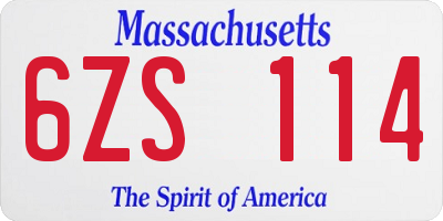 MA license plate 6ZS114