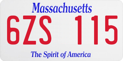 MA license plate 6ZS115