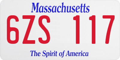 MA license plate 6ZS117