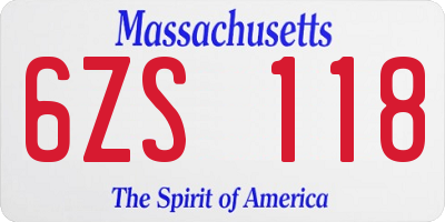 MA license plate 6ZS118