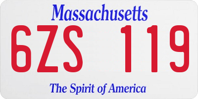 MA license plate 6ZS119