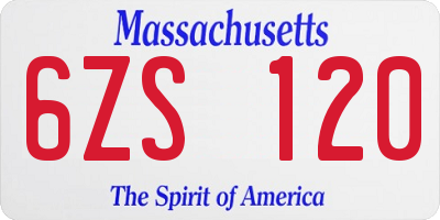 MA license plate 6ZS120