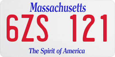 MA license plate 6ZS121