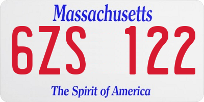 MA license plate 6ZS122