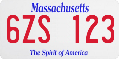 MA license plate 6ZS123