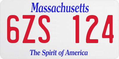 MA license plate 6ZS124