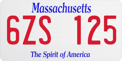 MA license plate 6ZS125