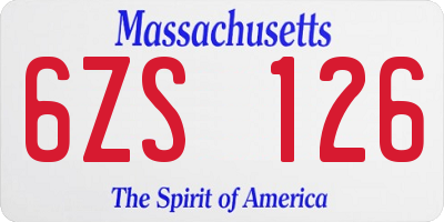 MA license plate 6ZS126