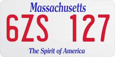 MA license plate 6ZS127