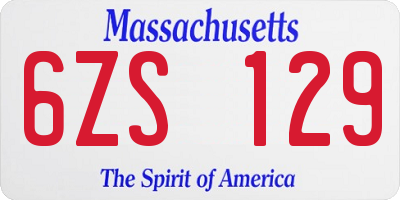 MA license plate 6ZS129