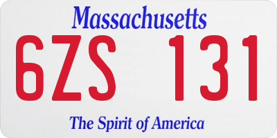 MA license plate 6ZS131