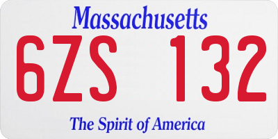 MA license plate 6ZS132