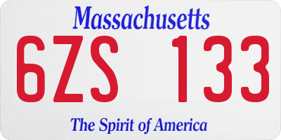 MA license plate 6ZS133