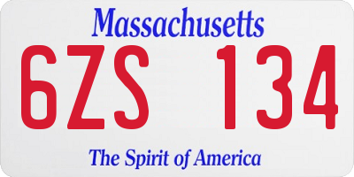 MA license plate 6ZS134
