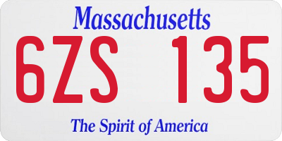 MA license plate 6ZS135