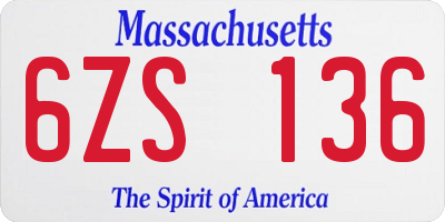 MA license plate 6ZS136