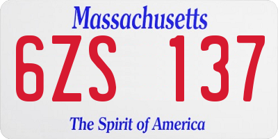 MA license plate 6ZS137