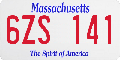 MA license plate 6ZS141