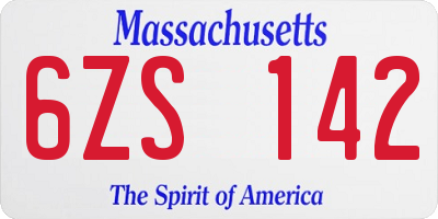 MA license plate 6ZS142