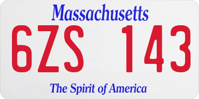 MA license plate 6ZS143