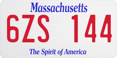 MA license plate 6ZS144