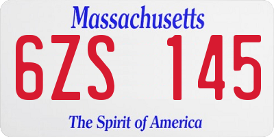 MA license plate 6ZS145