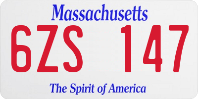 MA license plate 6ZS147