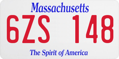 MA license plate 6ZS148