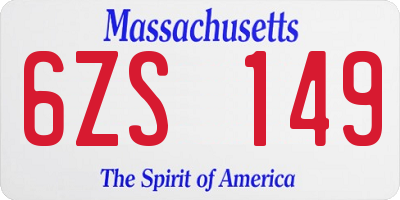 MA license plate 6ZS149
