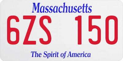 MA license plate 6ZS150