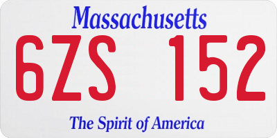 MA license plate 6ZS152