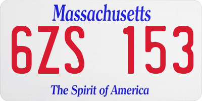 MA license plate 6ZS153
