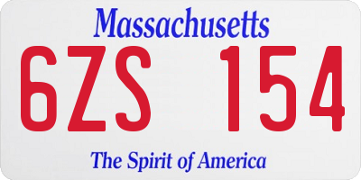 MA license plate 6ZS154
