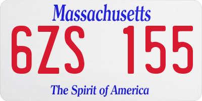 MA license plate 6ZS155
