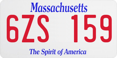 MA license plate 6ZS159