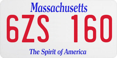 MA license plate 6ZS160