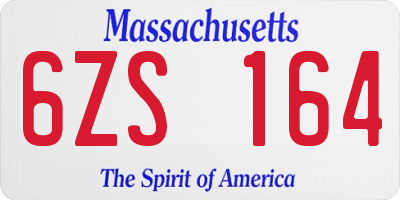 MA license plate 6ZS164