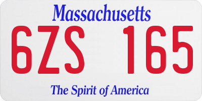 MA license plate 6ZS165