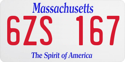 MA license plate 6ZS167