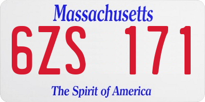 MA license plate 6ZS171