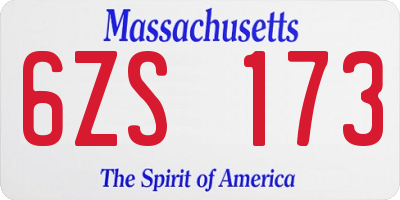 MA license plate 6ZS173