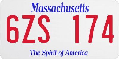 MA license plate 6ZS174